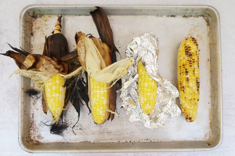 Grilled with the husk on, corn gets a slightly smoky flavor.