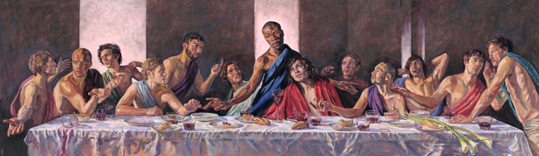 A painting by a British artist of the Last Supper that portrays Jesus as a Black man is being displayed in a British cathedral in support of Black Lives Matter. 