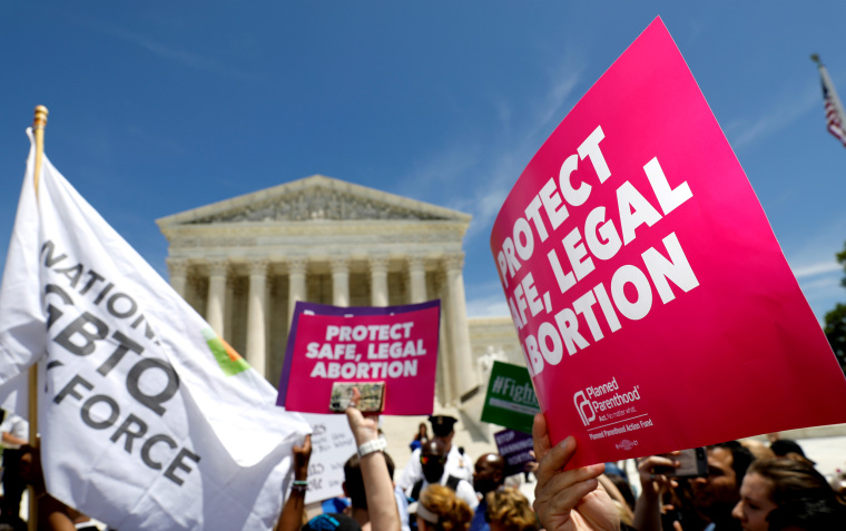 Abortion rights activists rally outside the U.S. Supreme Court in Washington