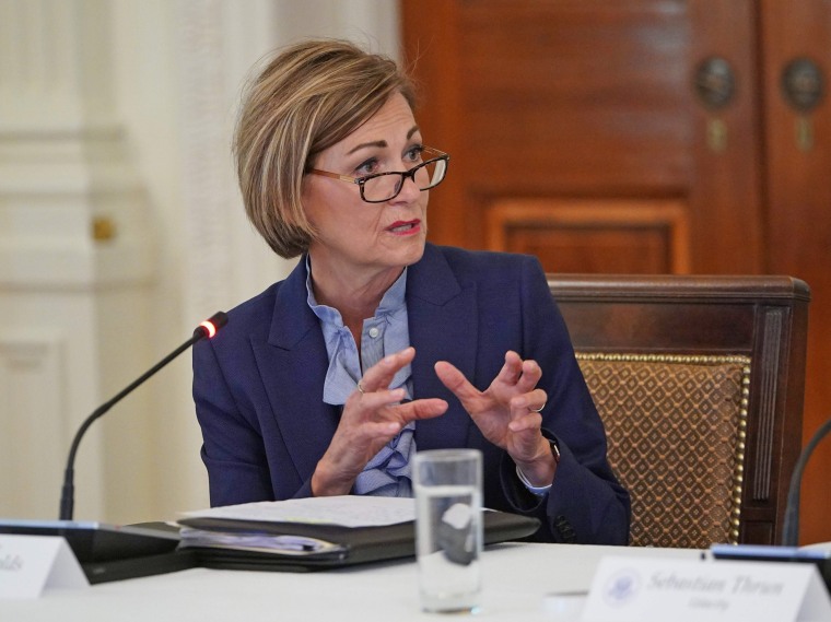 Iowa Gov. Kim Reynolds speaks during a meeting at the White House on June 26, 2020.