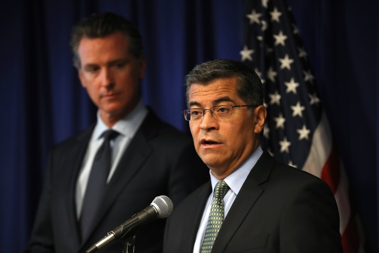 Image: California Gov. Newsom And CA Attorney Gen. Becerra Hold News Conference Responding To Trump Revoking State's Emissions Waiver