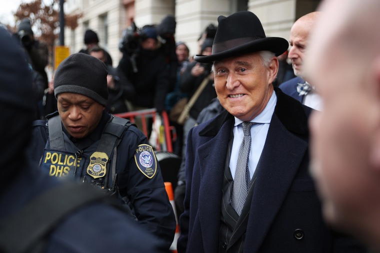 Image: Roger Stone, former adviser and confidante to President Donald Trump, leaves the Federal District Court for the District of Columbia after being sentenced