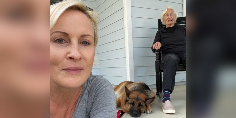 Mika Brzezinski and her mom, Emilie, spending time together on the porch during the coronavirus pandemic.