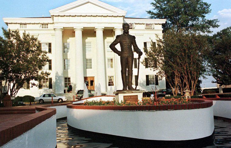 Image: The bronze statue of Andrew Jackson in front of Jackson, Miss., City Hall