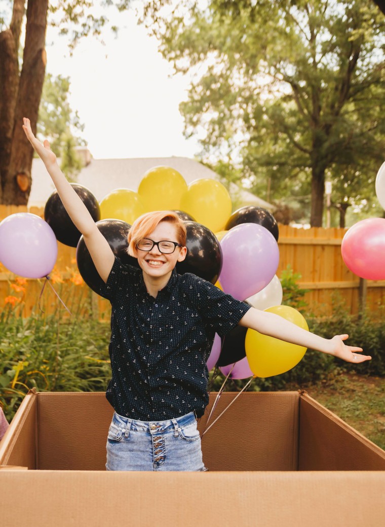 Grey, 17, helped plan the joyful "gender reveal."