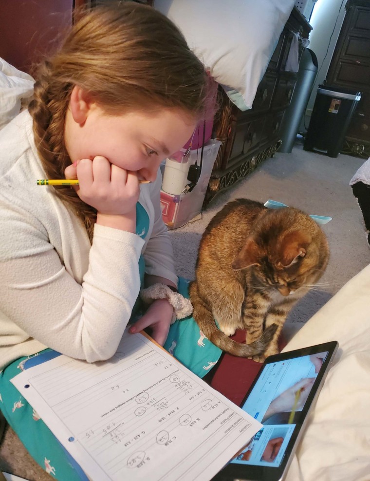 Online classes keep Julianna Joy busy in the afternoons when she would normally enjoy extracurricular and spending time with friends. 
