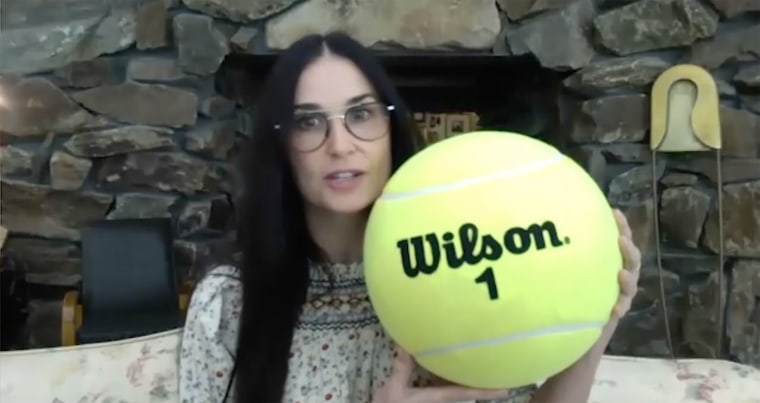 Moore says this giant tennis ball is one of many "eccentricities" in her house.
