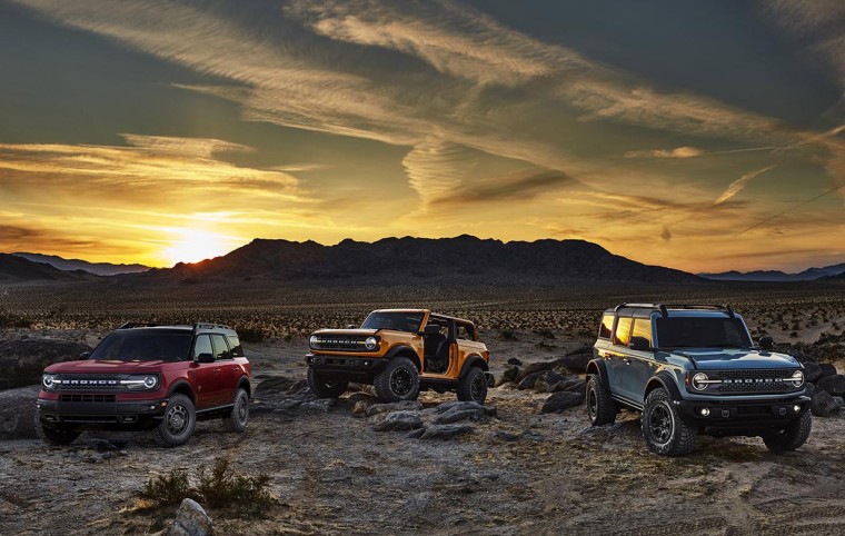 Pre-production versions of the all-new 2021 Bronco family of all-4x4 rugged SUVs.