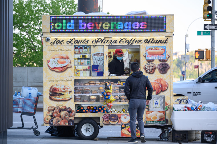 A food stand in Hudson Yards during the coronavirus pandemic in New York City on May 14, 2020.
