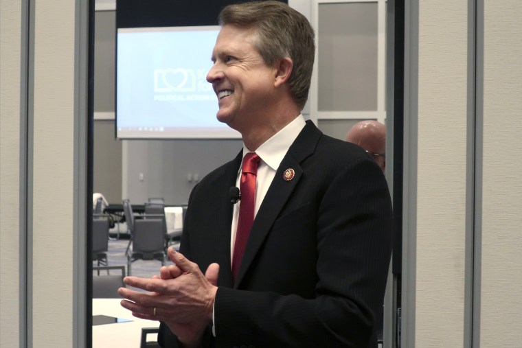 U.S. Rep. Roger Marshall, R-Kan., a candidate for the U.S. Senate, awaits the start of a debate in Olathe, Kan., on Feb. 1, 2020.