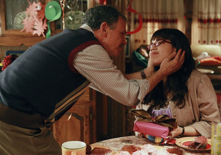 Tony Plana as Ignacio Suarez and America Ferrera as his daughter Betty Suarez in a scene from "Ugly Betty."