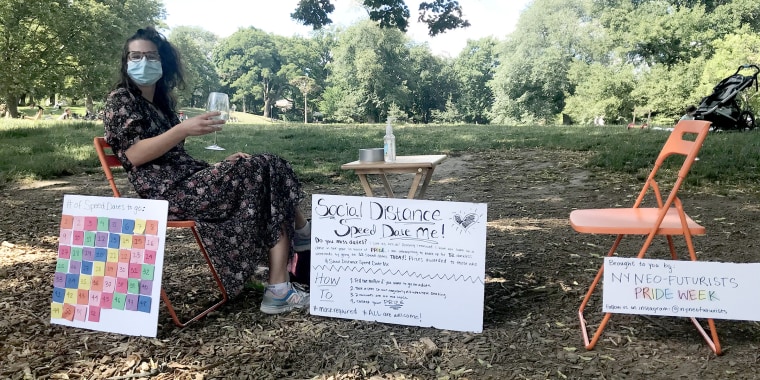 Michaela Farrell set up a game of speed dating in a park in New York City.