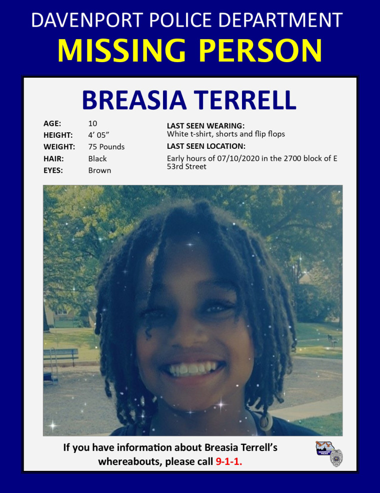 Mother of missing Iowa 10yearold Breasia Terrell believes her