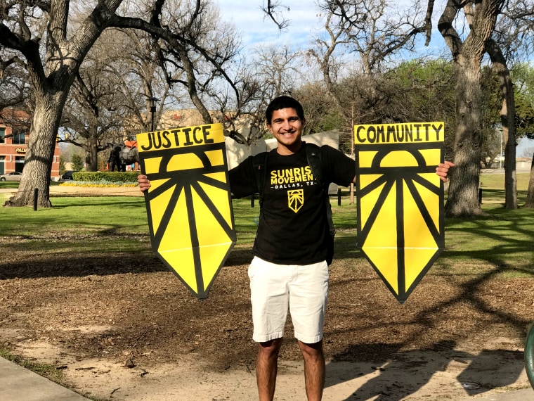 Aaryaman Singhal, 27, an organizer with the Sunrise Movement, is a Texas delegate for Sen. Bernie Sanders.