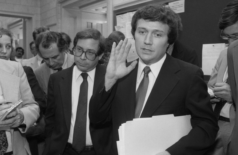 Michael \"Ozzie\" Myers speaks to reporters at the Capitol after he was expelled from Congress by fellow House members for taking a bribe in the FBI ABSCAM case.