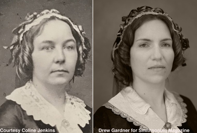 Elizabeth Jenkins-Sahlin (right), a descendant of Elizabeth Cady Stanton (left), is the only woman photographed for the American series of "The Descendants."