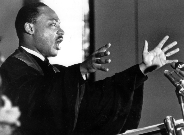 Image: The Rev. Dr. Martin Luther King Jr. speaks to members of his congregation at Ebenezer Baptist Church