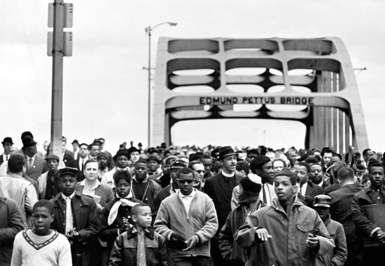 Civil Rights March Across Selma Bridge