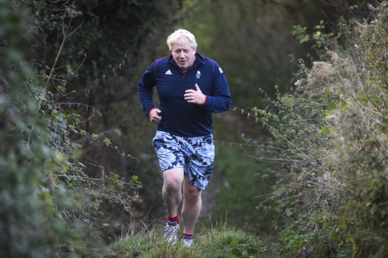 Boris Johnson jogs near his Oxfordshire home in 2018.