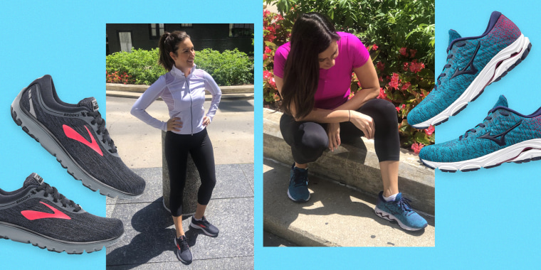 Fitness expert Stephanie Mansour has come to rely on two pairs of shoes during the coronavirus pandemic: Mizuno Wave Inspire (right) and Brooks PureFlow.