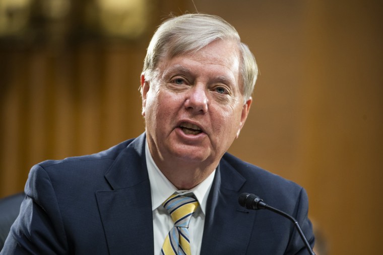 Sen. Lindsey Graham, R-S.C., questions Secretary of State Mike Pompeo during a hearing in Washington, D.C., on July 30, 2020.