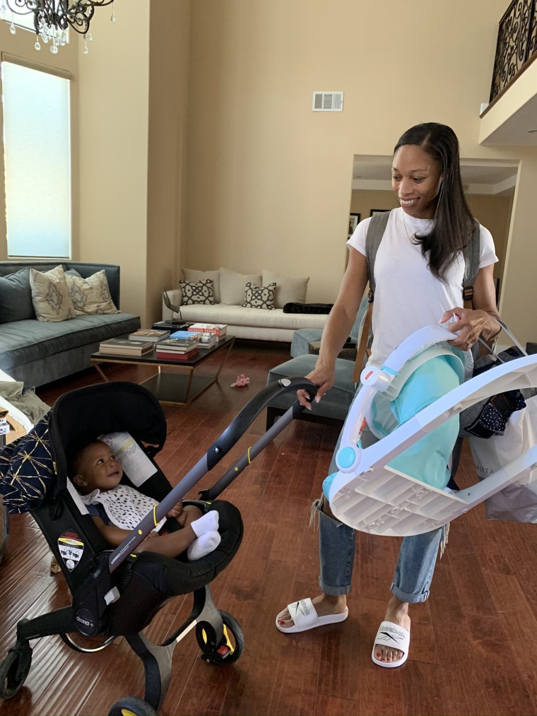 Olympian Allyson Felix with her baby girl, Camryn.