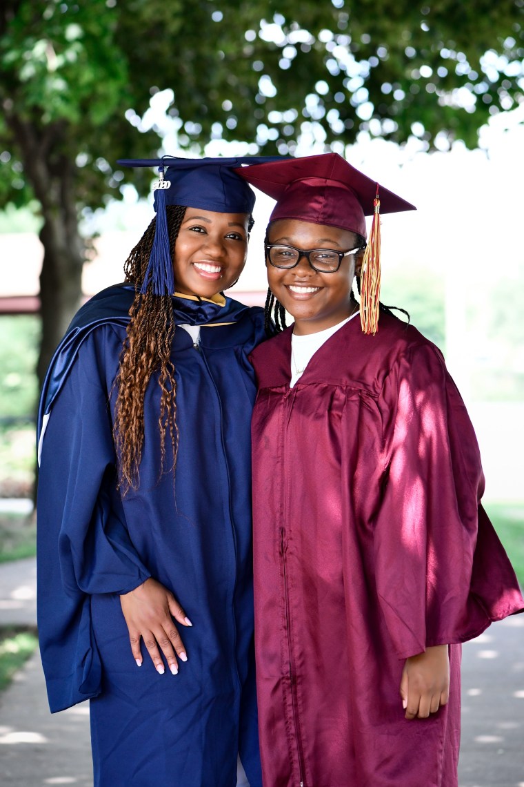 Quiana Cohn, 38, graduated with her master's degree at the same time her daughter, India, 18, graduated from high school.