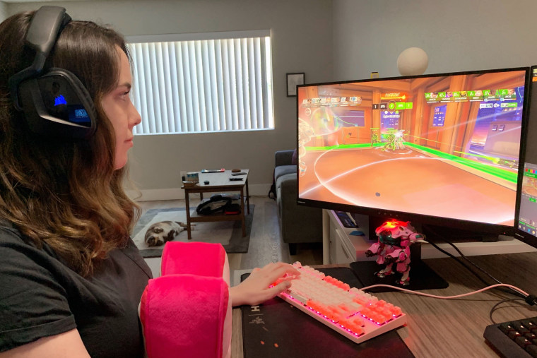 Jessica DiPaola works as a virtual camerawoman, making it possible for people to watch  Overwatch League, an esports league, online.