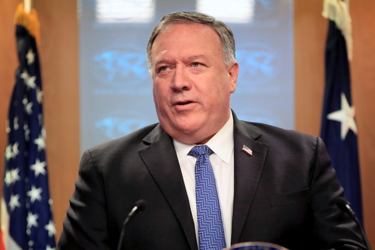 Image: Secretary of State Pompeo attends a news conference in Washington