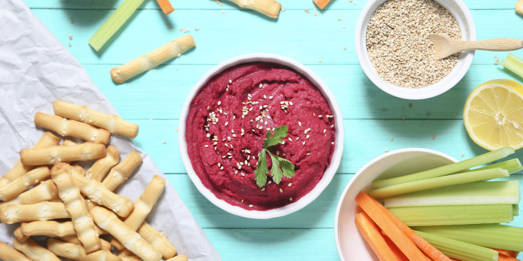 The beets in this tasty, vibrant dip offer beneficial nutrients such as B vitamins, iron and magnesium.