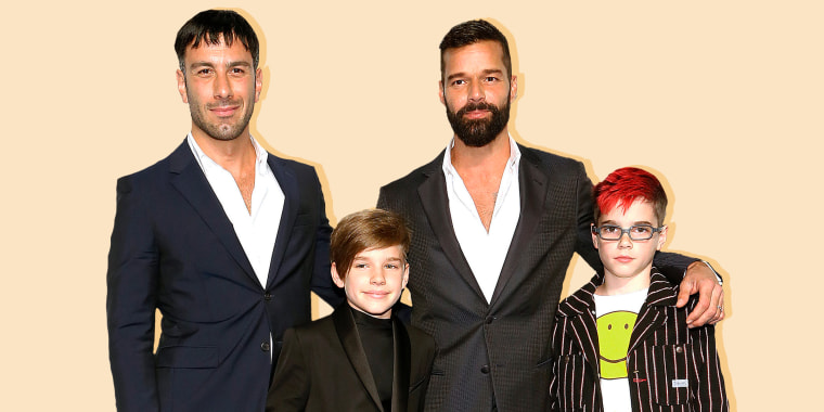 Jwan Yosef and Ricky Martin with twins Valentino and Matteo.