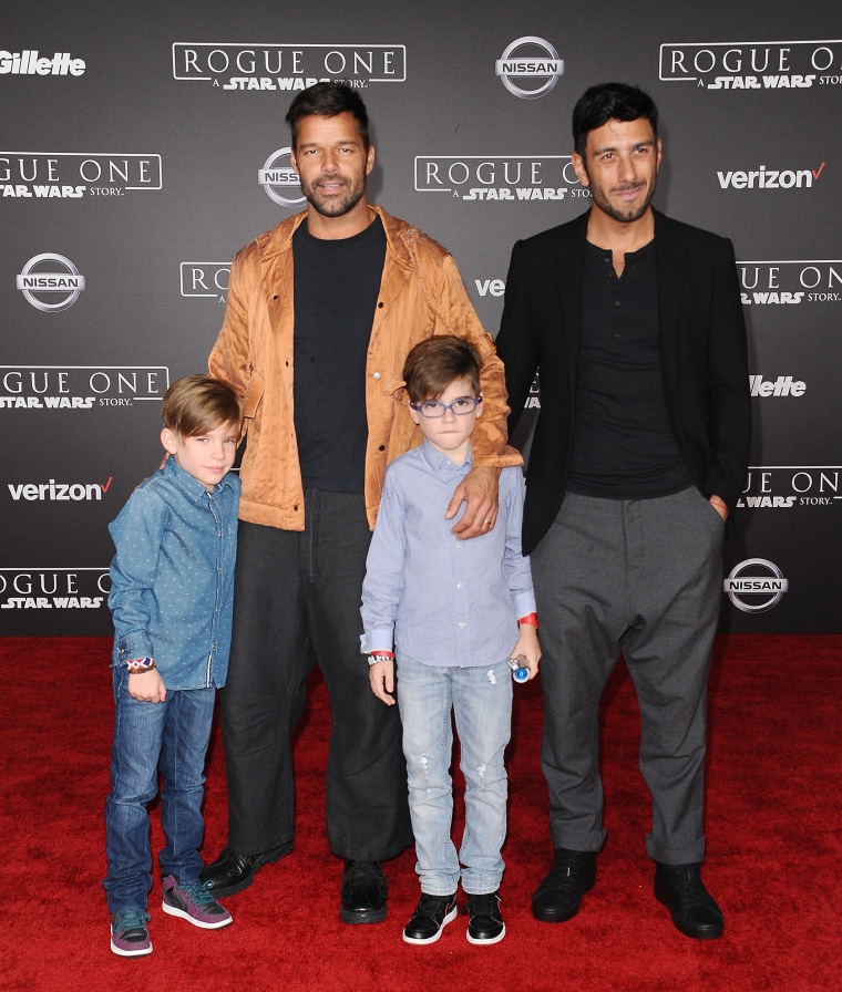 Ricky Martin and family at premiere of "Rogue One: A Star Wars Story" 