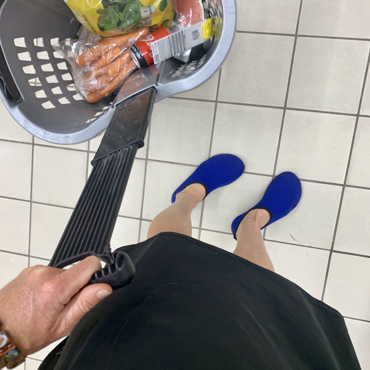 Shopping while wearing water shoes