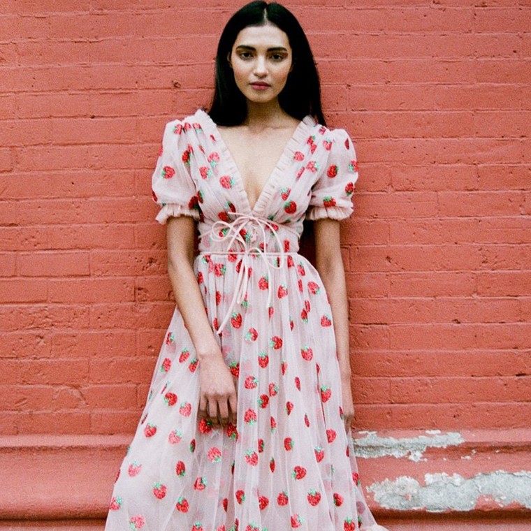 The Strawberry Midi Dress by Lirika Matoshi