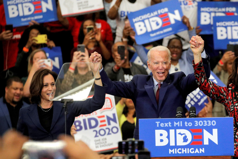 Image: Democratic U.S. presidential candidate and former Vice President Joe Biden and U.S. Senator Kamala Harris in Detroit