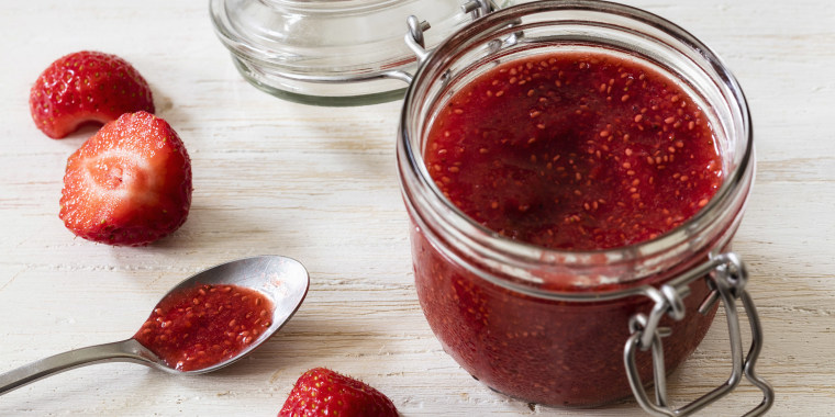 Homemade strawberry jam with chia seeds