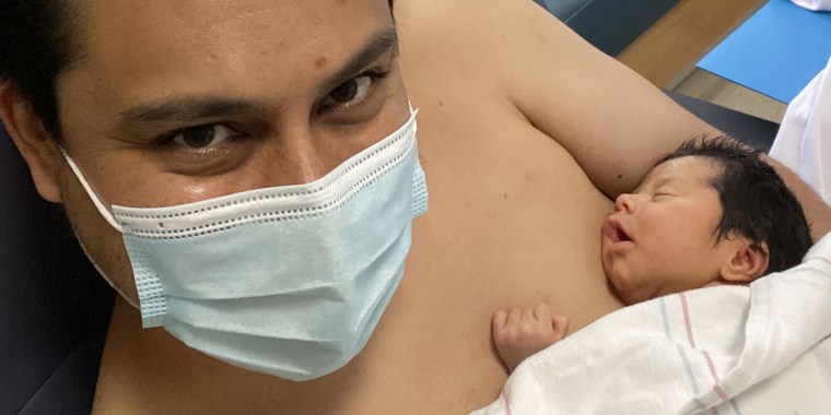 James Alvarez did skin-to-skin with his "miracle" baby Adalyn Rose, who survived the crash. 