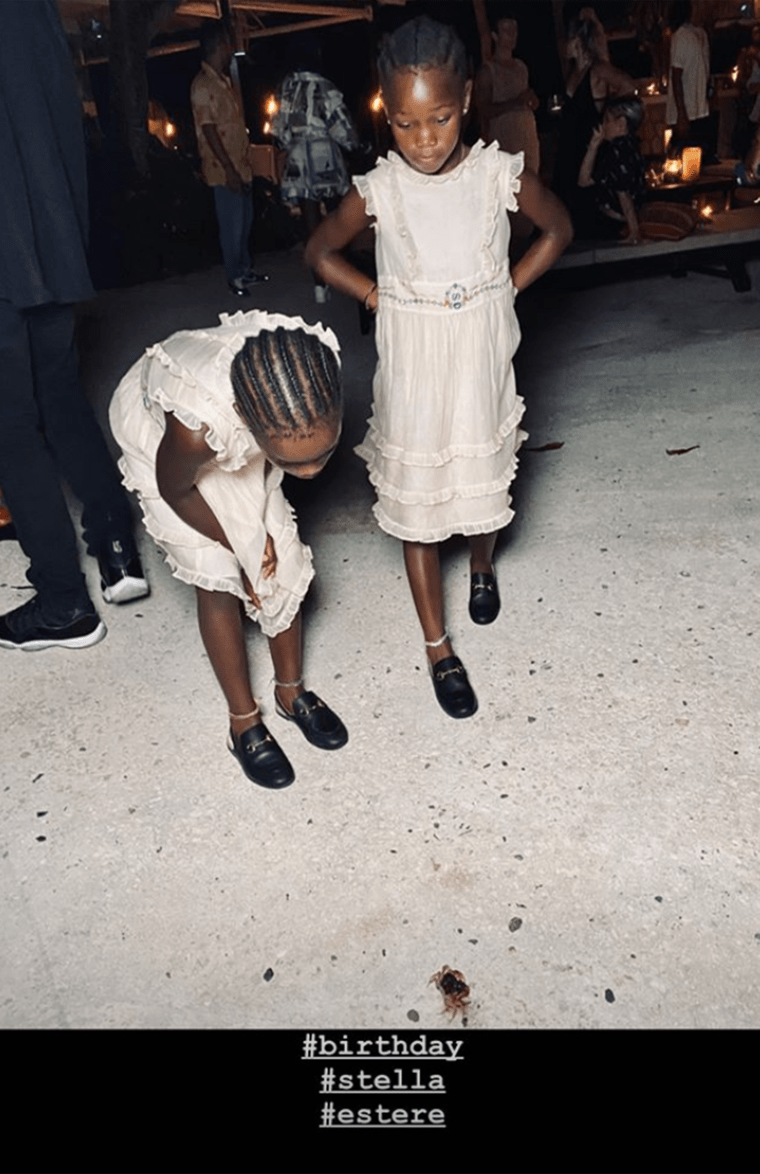 Twins Estere and Stelle, 7, showed off their dance moves at the birthday party.