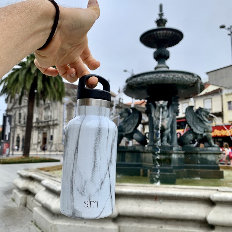 carrying my Simple Modern water bottle while sightseeing in Porto