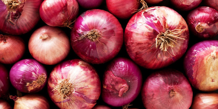 Red onions background