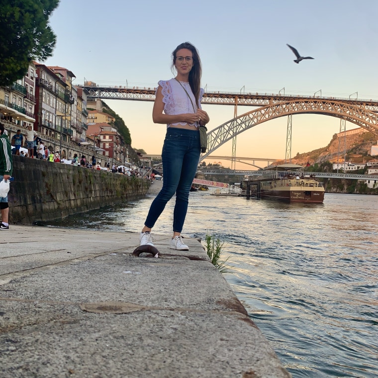 wearing my Levi Strauss &amp; Co. Gold Label Women's Skinny Jeans while sightseeing in Porto, Portugal