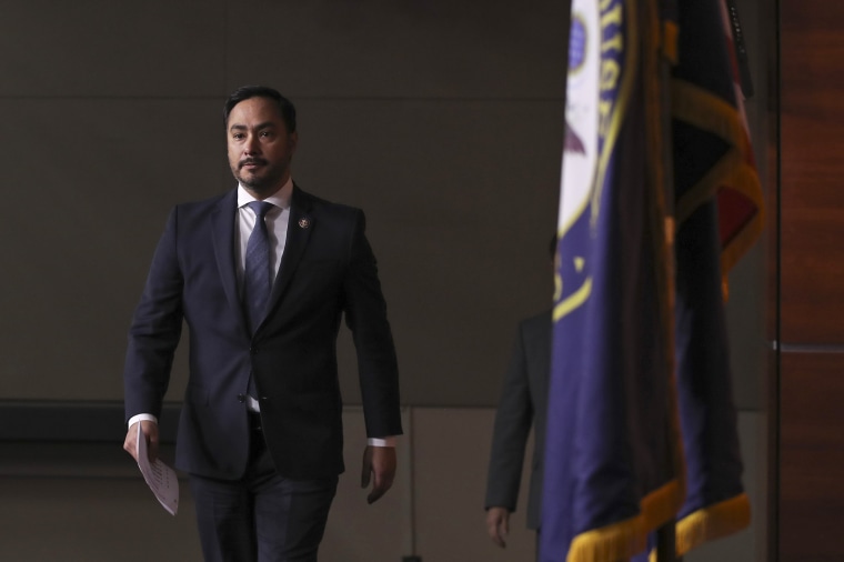 Congressional Hispanic Caucus chairman Rep. Joaquin Castro arrives for a news conference at the Capitol on Nov. 12, 2019.