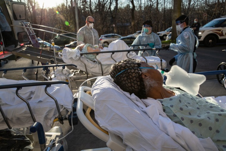 Image: COVID-19 patients arrive to the Wakefield Campus of the Montefiore Medical Center in the Bronx, N.Y.