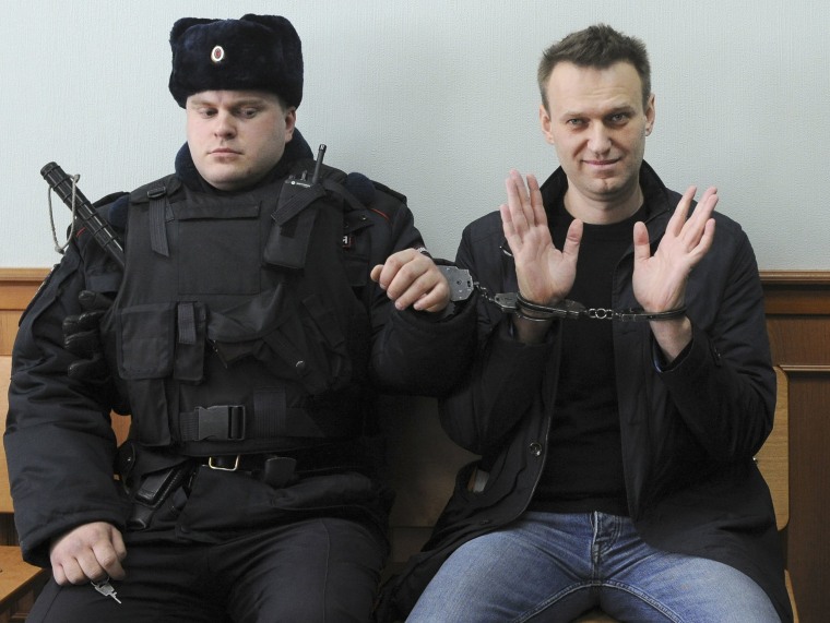Image: Russian opposition leader Alexei Navalny in court in Moscow, Russia