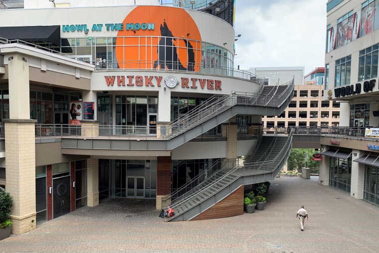 The EpiCentre in uptown Charlotte, once the media hub of the 2012 Democratic National Convention, was deserted on the eve of the 2020 Republican National Convention.