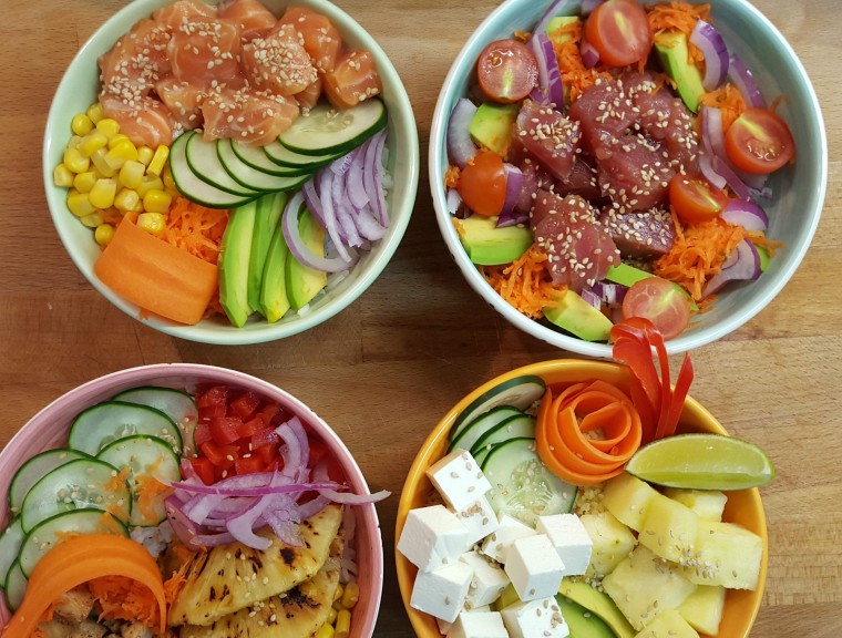 assorted poke bowls