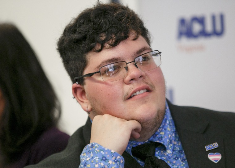 Gavin Grimm speaks at a news conference n Norfolk, Va., on July 23, 2019.