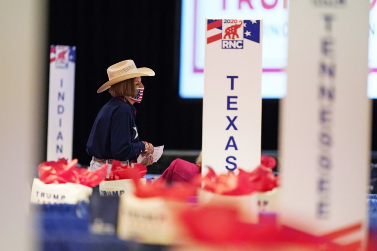 Delegates begin to arrive for the first day of the Republican National Convention on Aug. 24, 2020, in Charlotte, N.C.