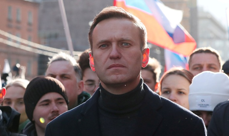 Image: Russian opposition politician Alexei Navalny takes part in a rally in Moscow, Russia