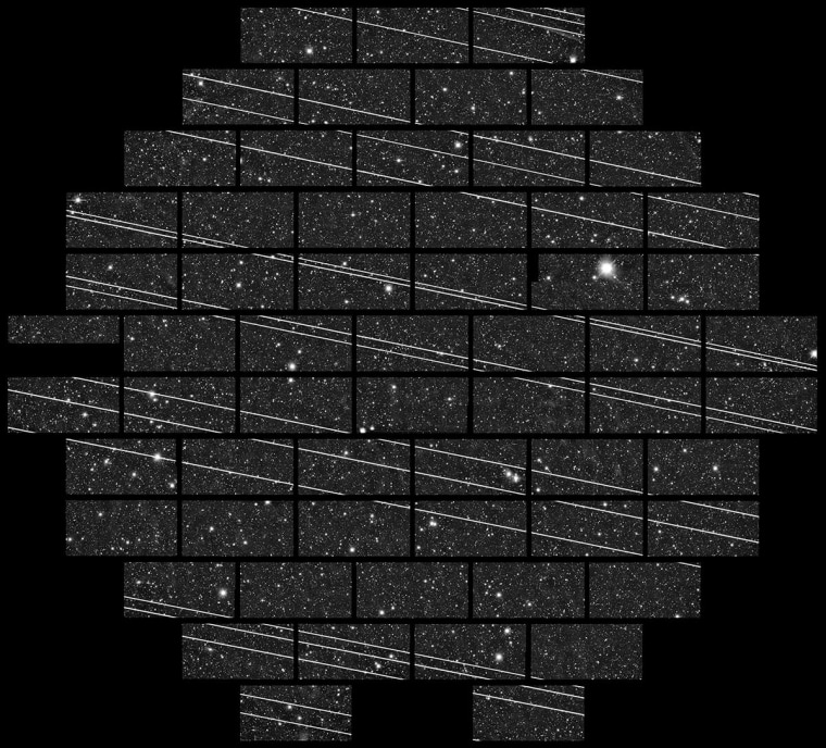 Streaks left by Starlink satellites are seen in this image from the Cerro Tololo Inter-American Observatory.